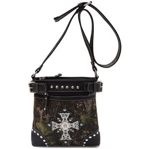 Camouflage Rhinestone Cross Pistol Buckle Western Crossbody Handbags Cowgirl -_